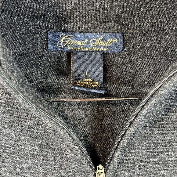 Garret Scott Extra Fine Merino Wool V-neck Sweater Beige - Mens Size L - Picture 5 of 10